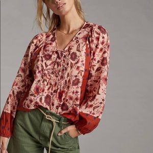 Daniel Rainn red floral long sleeve top
